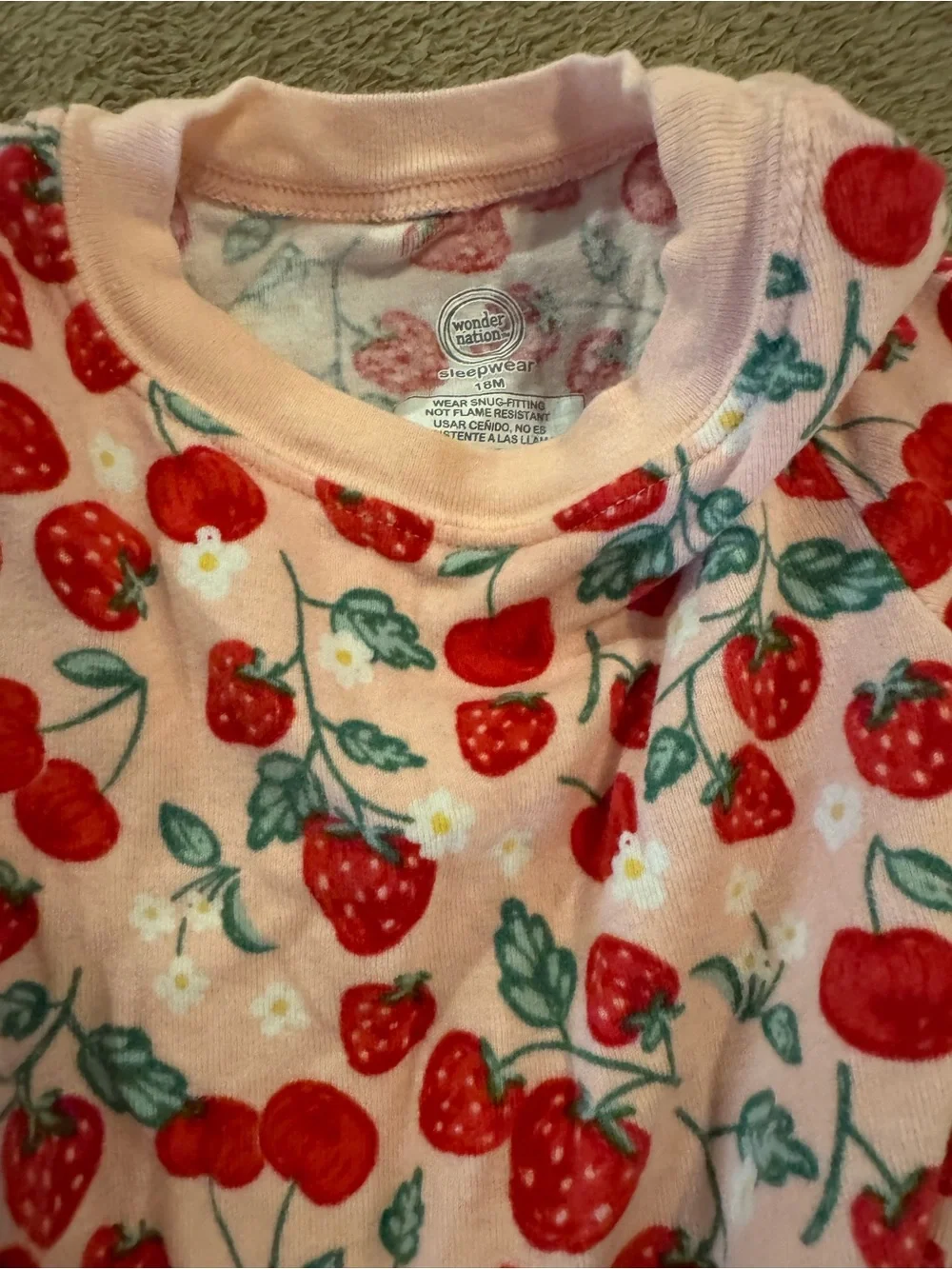 Wonder Nation Strawberry 2-Piece Pajama Set | Girls 18M